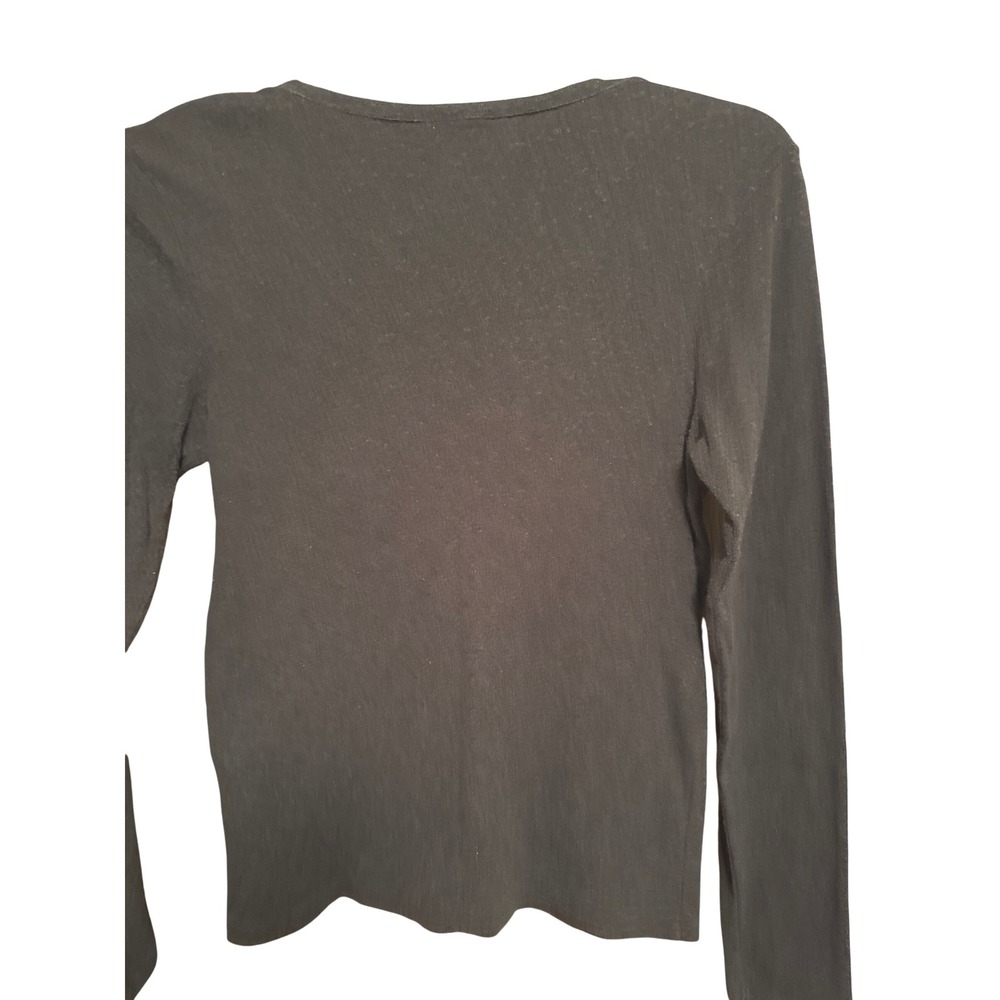 Polo Ralph Lauren Womens Long Sleeve V Neck T Shirt Gray Pony Logo Size Large - Picture 4 of 5